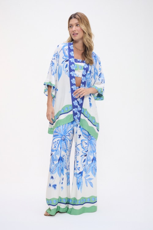 Kimono Floral Pincelado Estampado - foto 1