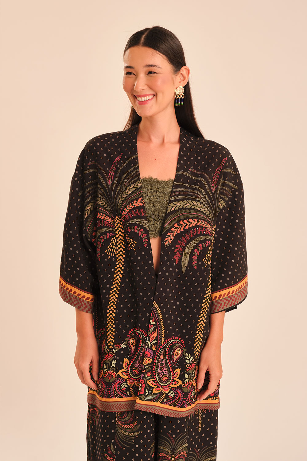 Kimono Jardim De Majorelle Estampado