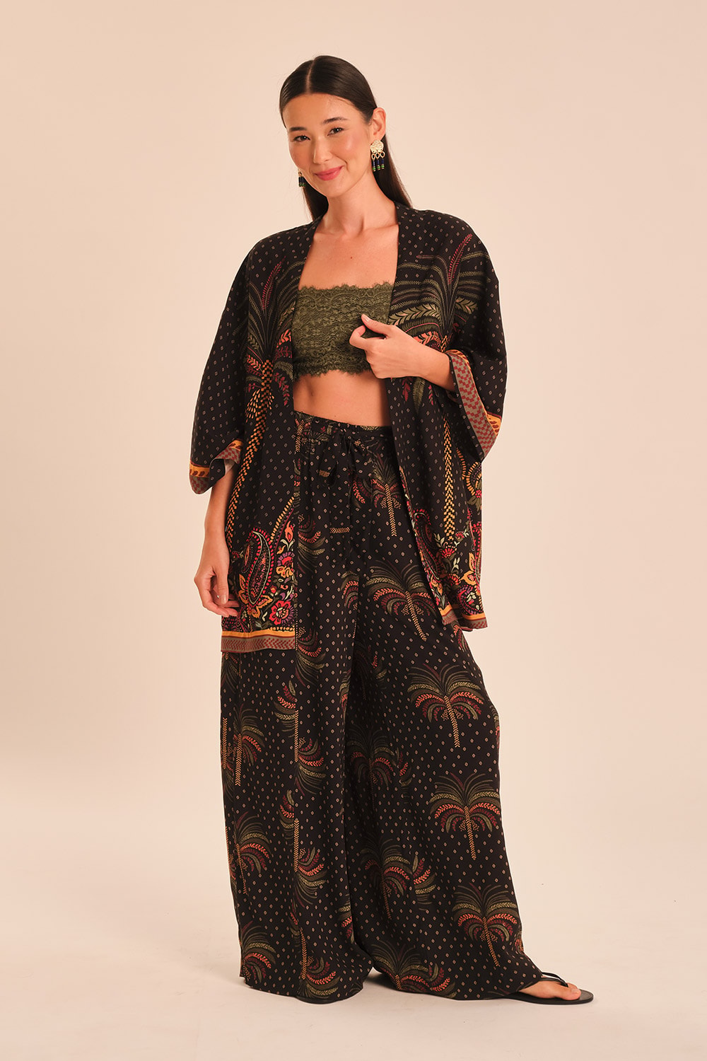 Kimono Jardim De Majorelle Estampado