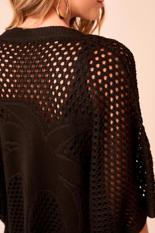 Kimono Tricot Tropical Preto - foto 4