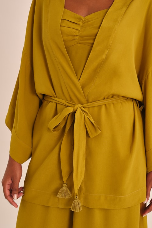 Kimono Viscose Peach Amarelo Camelo - foto 2
