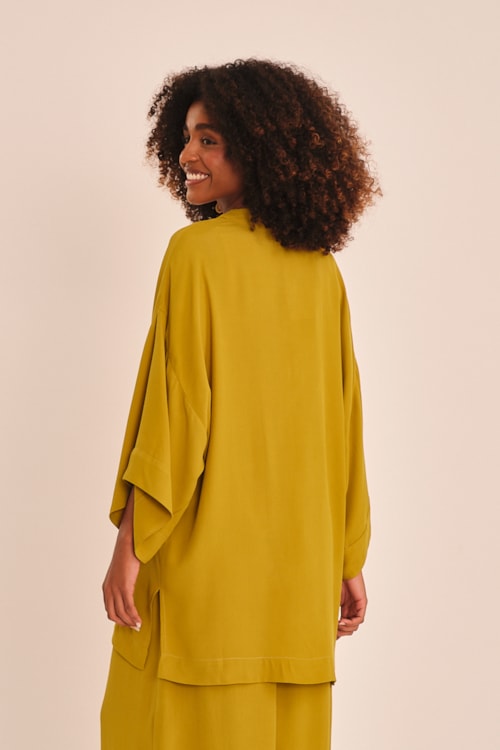 Kimono Viscose Peach Amarelo Camelo - foto 3