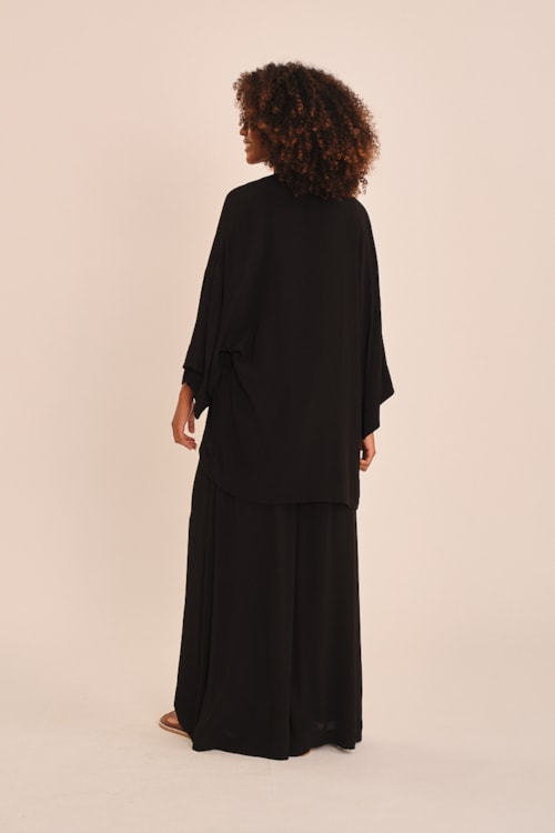 Kimono Viscose Peach Preto - foto 2