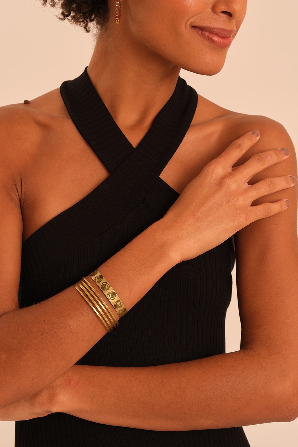 Kit Pulseiras Concha Dourado