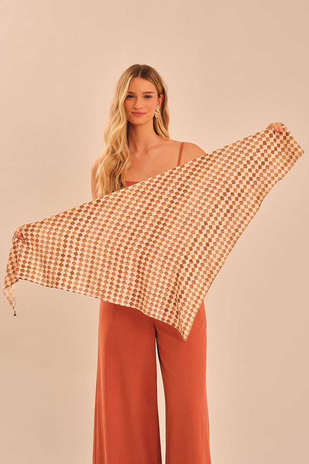 Lenco Trama Camel Estampado
