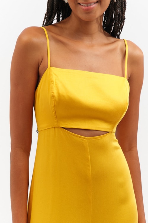 Macacao Cropped Satin Amarelo Gold - foto 4