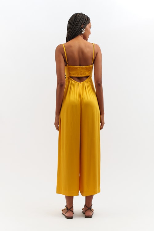 Macacao Cropped Satin Amarelo Gold - foto 5
