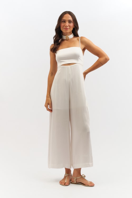 Macacao Cropped Satin Off - foto 1