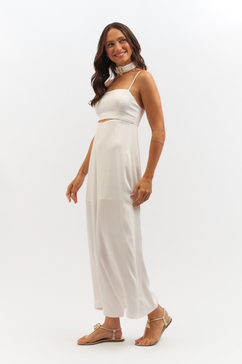 Macacao Cropped Satin Off - foto 3