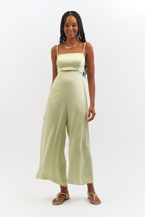 Macacao Cropped Satin Verde Mint - foto 1