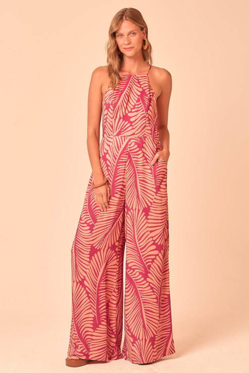Macacão Folhagem Estampado - foto 1