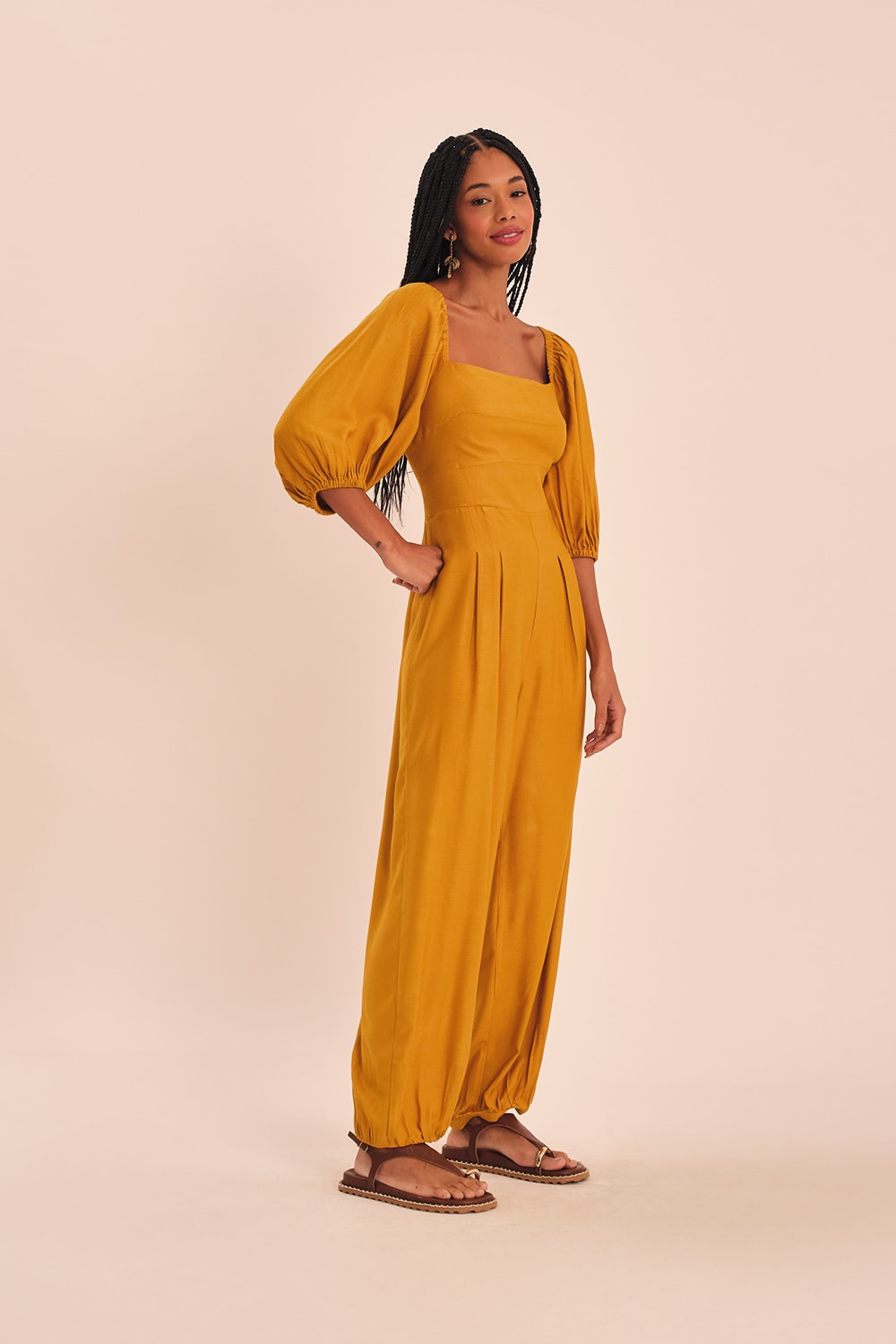 Macacao Leque Amarelo Camelo