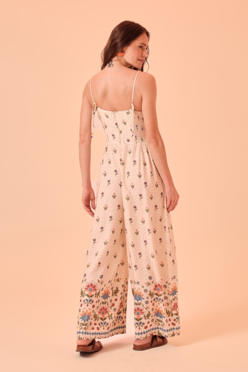 Macacao Pantalona Delicadeza Bordada Estampado - foto 4