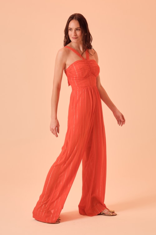 Macacao Pantalona Peach Laranja - foto 4