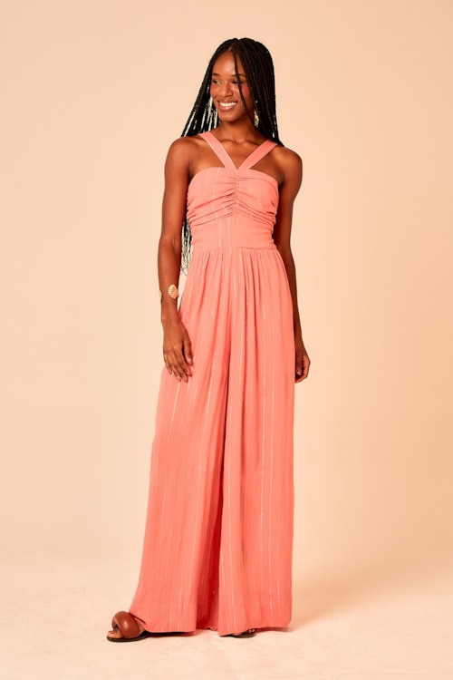 Macacao Pantalona Peach Rosa - foto 1