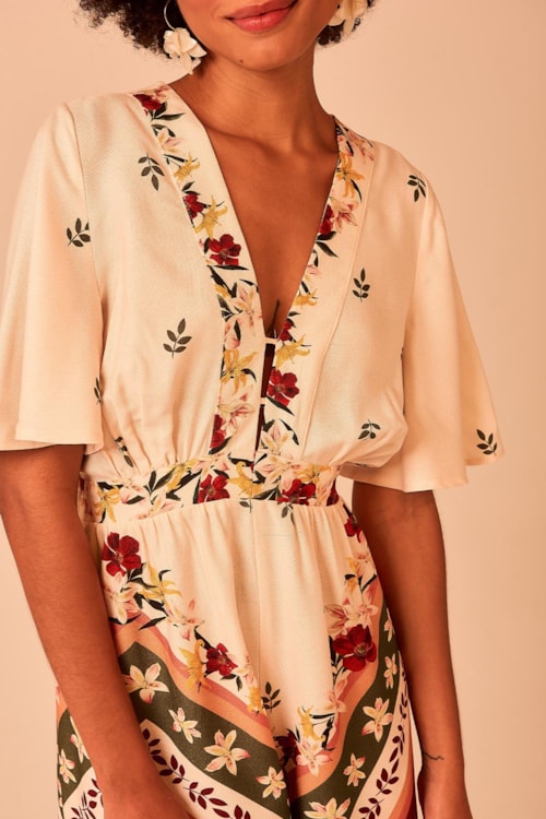 Macaquinho Chevron Floral Estampado - foto 4