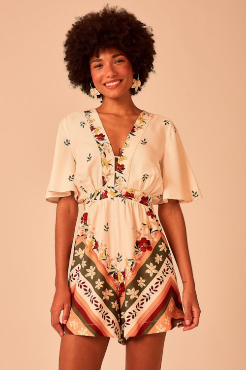 Macaquinho Chevron Floral Estampado - foto 5
