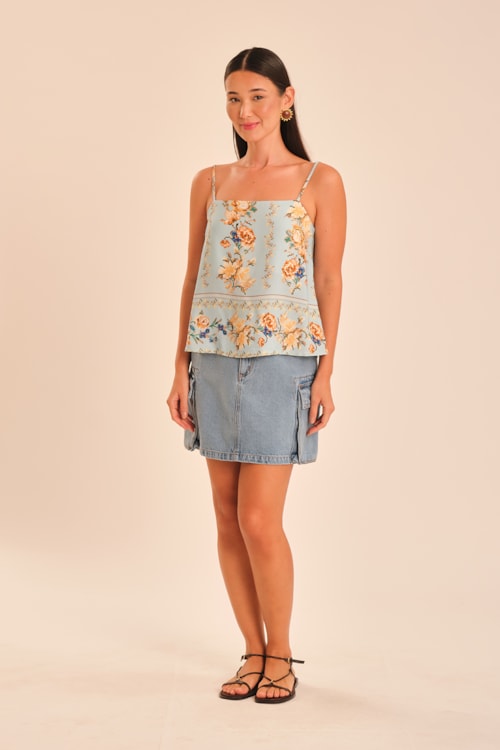 Regata Floral Ponto Cruz Estampado - foto 2