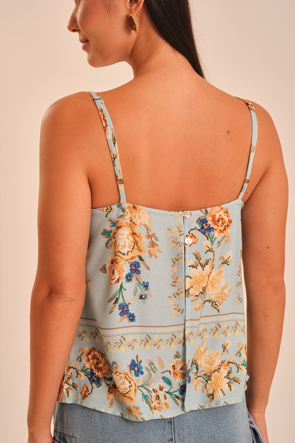 Regata Floral Ponto Cruz Estampado
