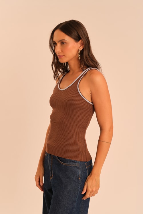 Regata Tricot Majorelle Marrom Argila - foto 3
