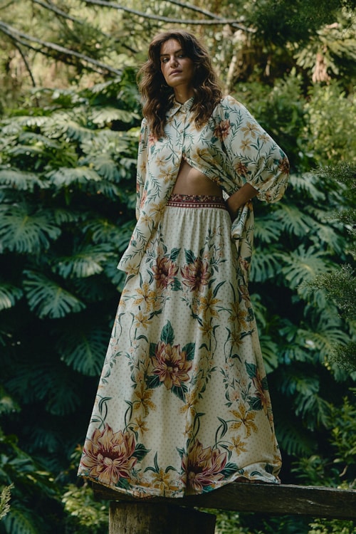 Saia Cropped Beleza Da Floresta Estampado - foto 1