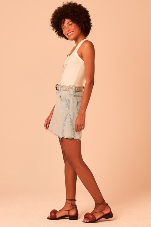 Saia Jeans Barra Assimetrica Jeans Claro - foto 1