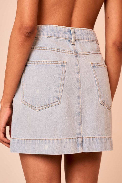 Saia Jeans Bolsos Frente Jeans Claro - foto 4