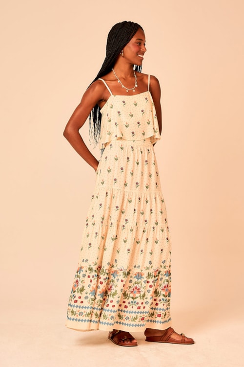 Saia Longa Delicadeza Bordada Estampado - foto 3