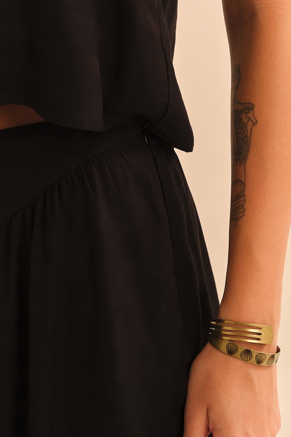 Saia Maquinetado Stripe Preto