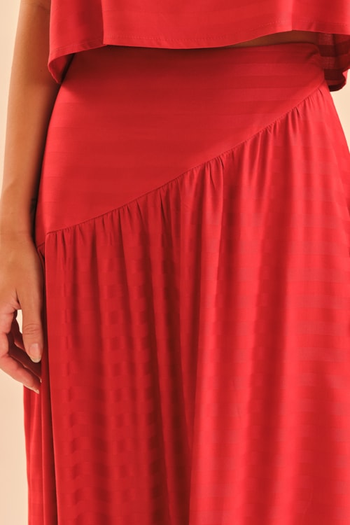 Saia Maquinetado Stripe Vermelho Tinto - foto 3