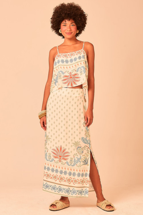 Saia Midi Caju Paisley Estampado - foto 1