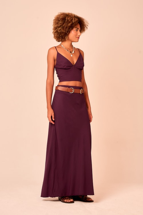 Saia Midi Florenca Roxo Berinjela - foto 2