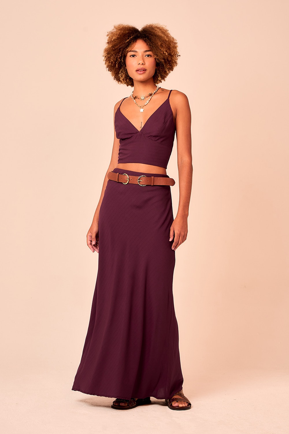 Saia Midi Florenca Roxo Berinjela