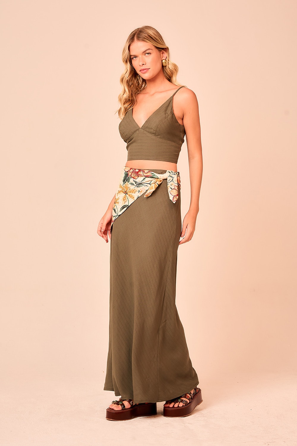 Saia Midi Florenca Verde Dusky