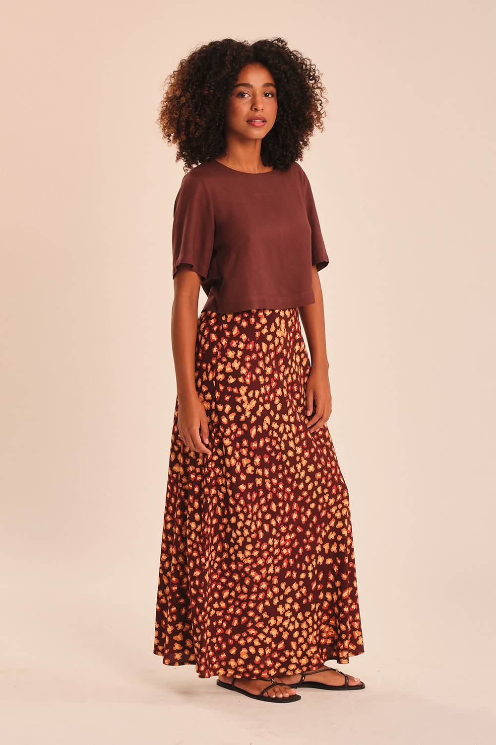 Saia Onca Marrom Estampado