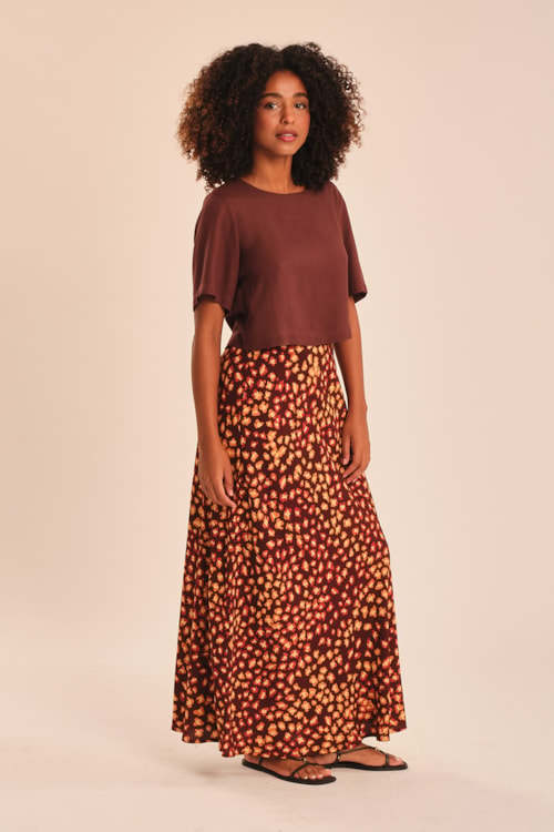 Saia Onca Marrom Estampado - foto 2