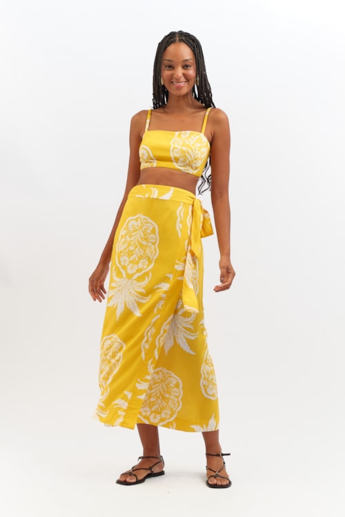 Saia Pareo Abacaxi Florido Estampado - foto 1