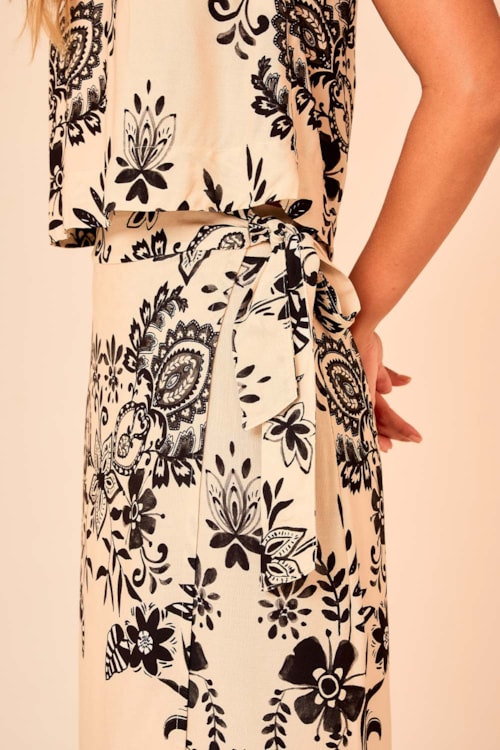 Saia Transpassada Floral Arabesco Estampado - foto 2