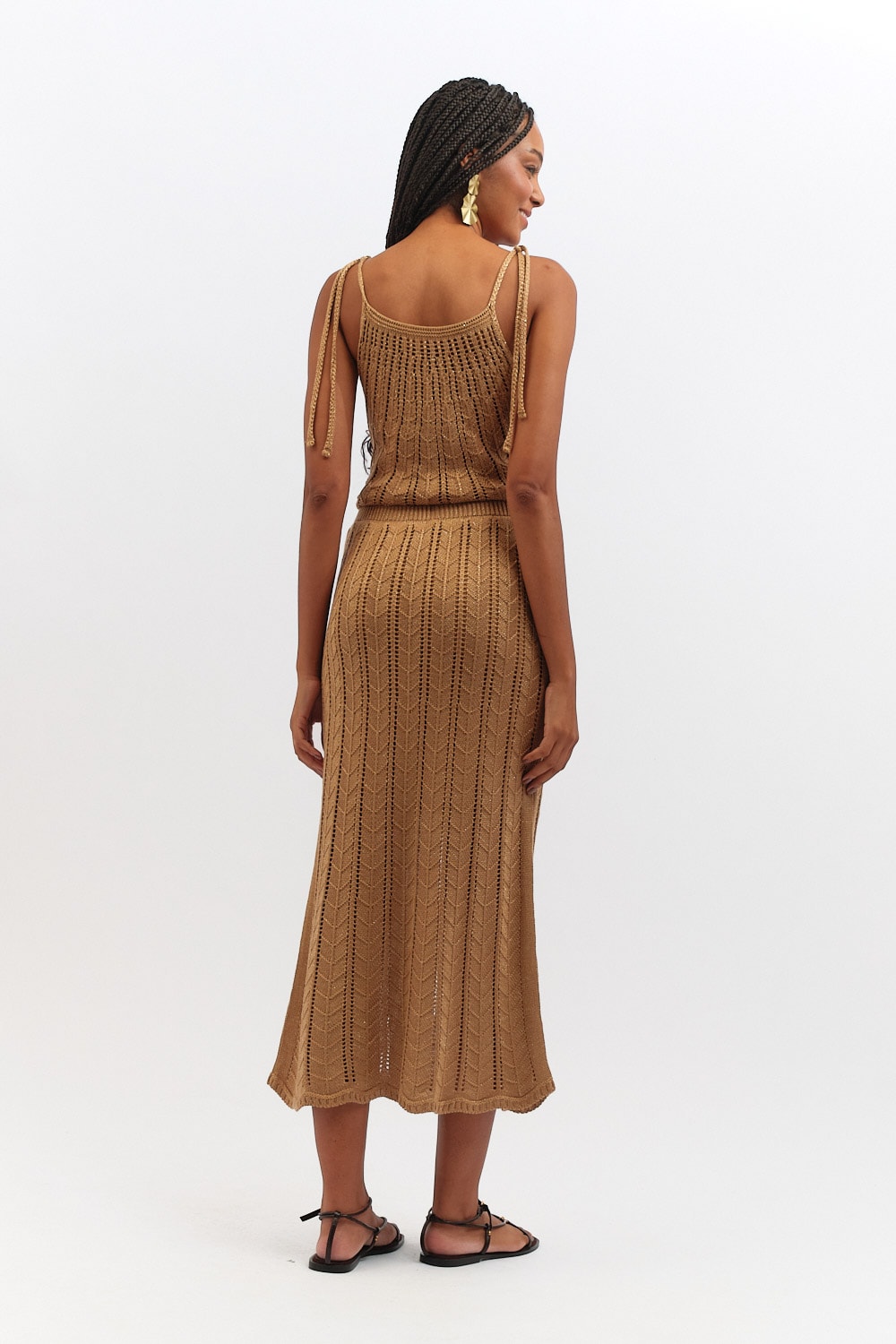 Saia Tricot Lurex Bege