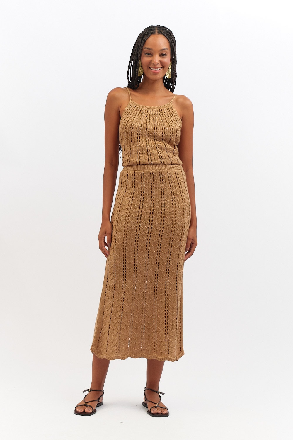 Saia Tricot Lurex Bege