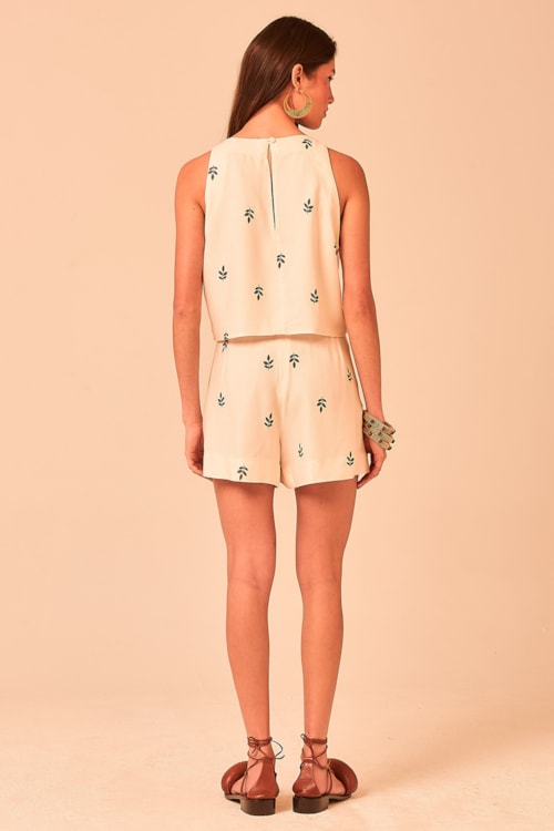 Short Chevron Floral Estampado - foto 4