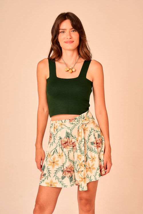 Short Floral Lotus Estampado - foto 2