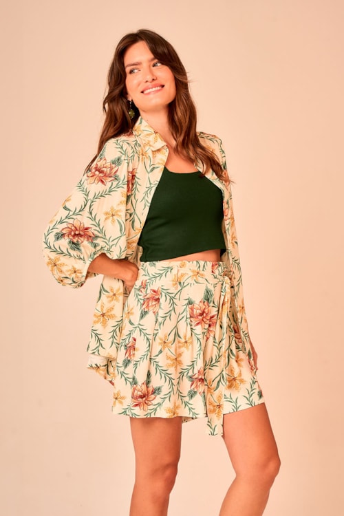 Short Floral Lotus Estampado - foto 4