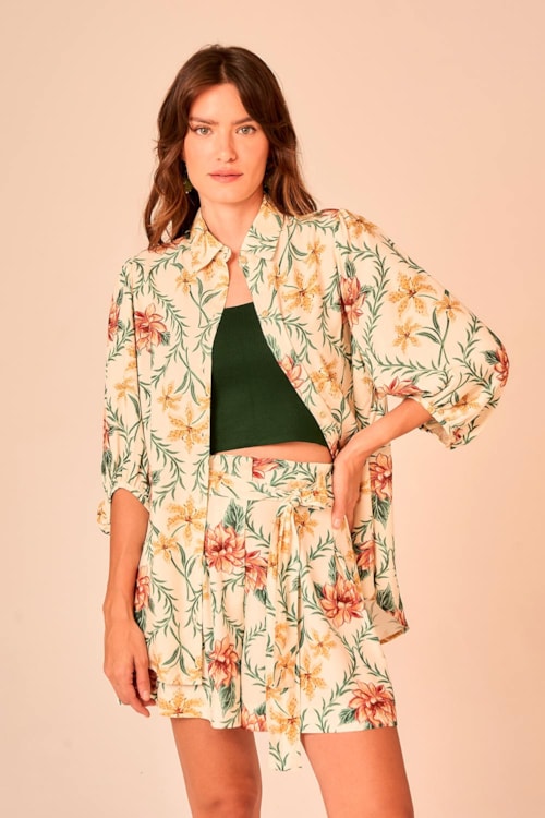 Short Floral Lotus Estampado - foto 1