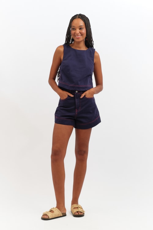 Short Jeans Marinho Azul Oceano - foto 1