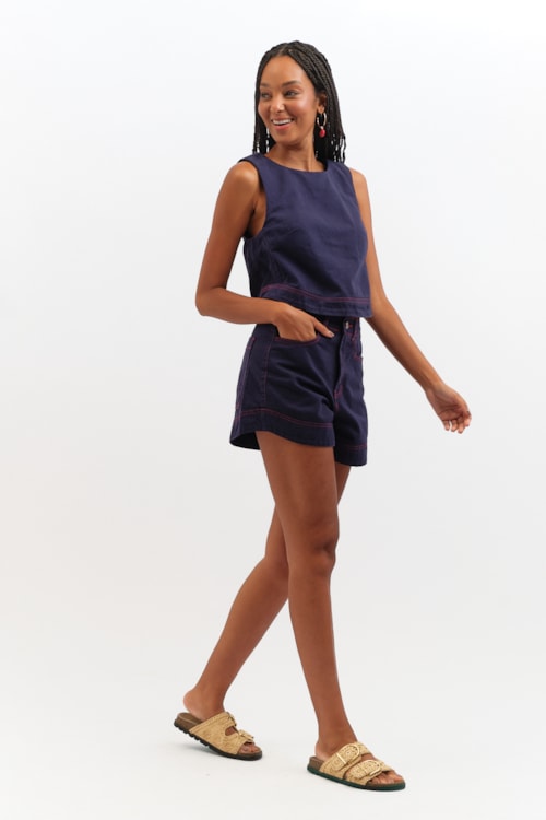 Short Jeans Marinho Azul Oceano - foto 3