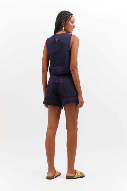 Short Jeans Marinho Azul Oceano - foto 5