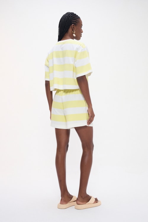 Short Listras Limoncello Listrado Off/amarelo - foto 4