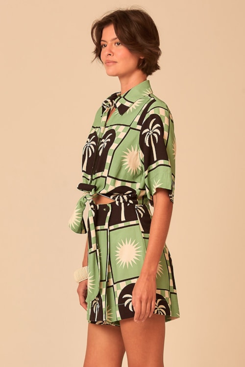 Short Saia Tropical Tree Estampado - foto 2