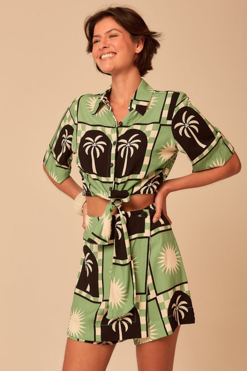 Short Saia Tropical Tree Estampado - foto 1